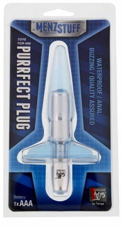Плаг с вибрацией MENZSTUFF PURRFECT PLUG, CLEAR BLUE || 