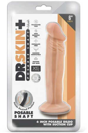 Гибкий фаллоимитатор Blush DR. SKIN PLUS 6 INCH POSABLE DILDO VANILLA || 