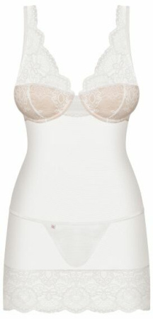 Сорочка Obsessive 853-CHE-2 chemise & thong white L/XL || 