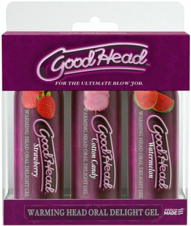 Doc Johnson GOODHEAD - WARMING HEAD - 3 PACK - 2 FL. OZ. STRAWBERRY COTTON CANDY WATERMELON || 