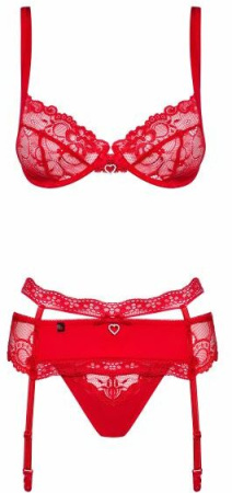 Комплект Obsessive Heartina 3 pcs set S/M S\M красный || 