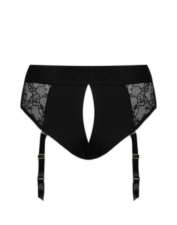 Кружевные трусы для страпона с подвязками для чулок Strap-On-Me DIVA HARNESS - XL || 
