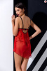 Прозрачный пеньюар с открытой грудью CHERRY CHEMISE red L/XL - Passion Exclusive, трусики || 
