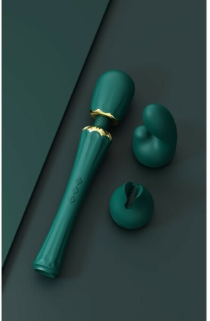 Вибратор микрофон с насадками Zalo Kyro Wand Turquoise Green || 