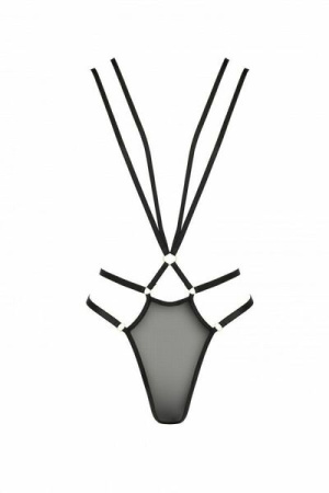 Открытое боди из стреп MEGGY black XXL/XXXL - Passion Exclusive || 
