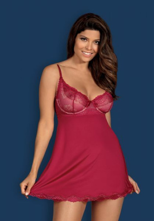 Бебидолл Obsessive Rosalyne babydoll & thong red S/M || 