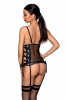 Сетчатый корсет из эко-кожи Passion Malwia Corset black XXL/XXXL: с люверсами и съемными пажами || 