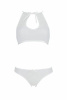 Комплект Passion URSULA SET white L/XL: бра, трусики с ажурным декором и открытым шагом || 