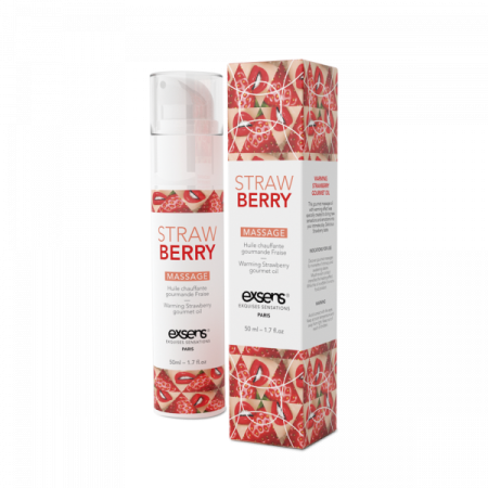 Массажное масло EXSENS Strawberry 50мл разогревающее, без сахара, без парабенов, съедобное