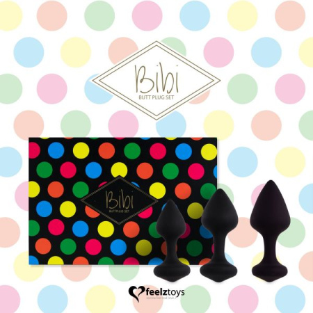 Набор силиконовых анальных пробок FeelzToys - Bibi Butt Plug Set 3 pcs Black || 
