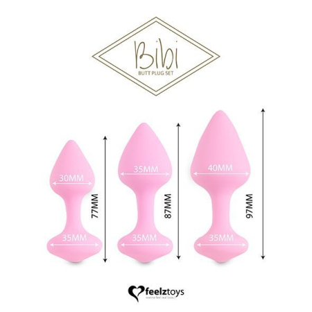 Набор силиконовых анальных пробок FeelzToys - Bibi Butt Plug Set 3 pcs Pink || 