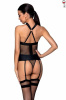 Сетчатый комплект корсет с халтером, съемные подвязки и трусики Amanda Corset black L/XL - Passion || 