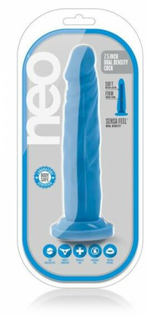 Фаллоимитатор NEO 7.5INCH DUAL DENSITY COCK NEON BLUE || 