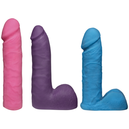 Набор для страпона Doc Johnson Vac-U-Lock Dual Density UltraSKYN Colors Set, диаметр 3х4,5см || 