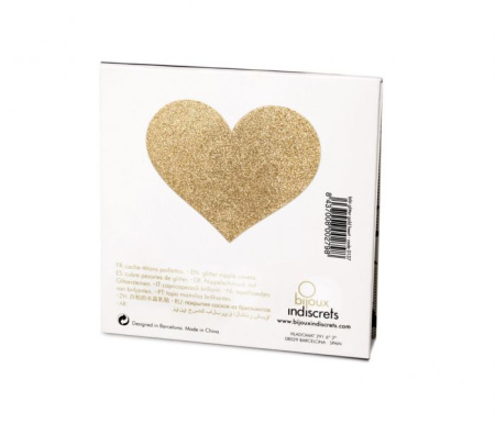 Пэстис - стикини Bijoux Indiscrets - Flash Heart Gold, наклеки на соски || 