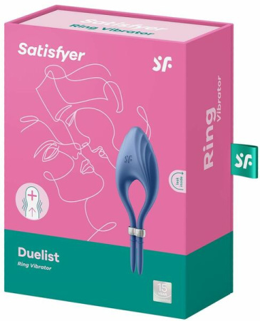 Эрекционное виброкольцо лассо Satisfyer Duelist Blue, 10 режимов, мощный мотор || 
