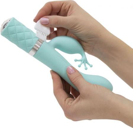 Роскошный вибратор-кролик Pillow Talk - Kinky Teal с кристаллом Сваровски, мощный || 