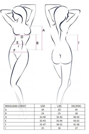 Корсет с пажами BRASILIANA CORSET white XXL/XXXL - Passion Exclusive, стринги || 
