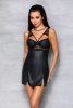 Бэби-долл из эко-кожи и кружева Loona Chemise black L/XL - Passion || 