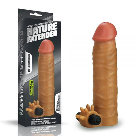 Насадка с вибрацией Add 1.5" Vibrating Silicone Extender, Brown || 