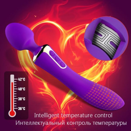 Вибромассажер 2-в-1 Leten AV Heat Purple с подогревом, классический вибромассажер и вибратор || 