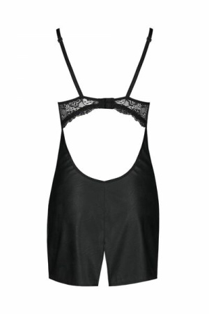 Бэби-долл из эко-кожи и кружева Loona Chemise black XXL/XXXL - Passion || 