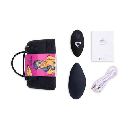 Вибратор в трусики FeelzToys Panty Vibrator Black с пультом ДУ, 6 режимов работы, сумочка-чехол || 