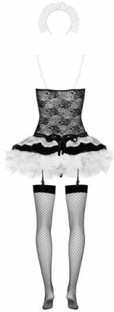 Костюм горничной Obsessive Housemaid S/M черно-белый || 