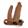 Насадка двойная с вибрацией Add 2" Vibrating Double Penis Sleeve, Brown || 