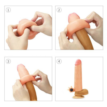 Насадка с вибрацией Add 2" Vibrating Silicone Extender, Flesh || 