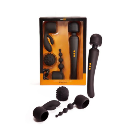 Вибромассажер с тремя насадками Pornhub Supercharge Wand Set, мощный || 