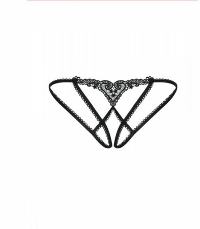 Трусики Obsessive Chiccanta crotchless panties black S/M || 