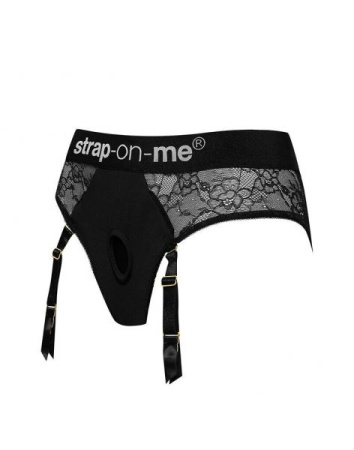 Кружевные трусы для страпона с подвязками для чулок Strap-On-Me DIVA HARNESS - XL || 