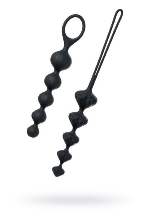 Набор анальных бус Satisfyer Beads Black, силикон, макс. диаметр 3,3см и 3,5см || 