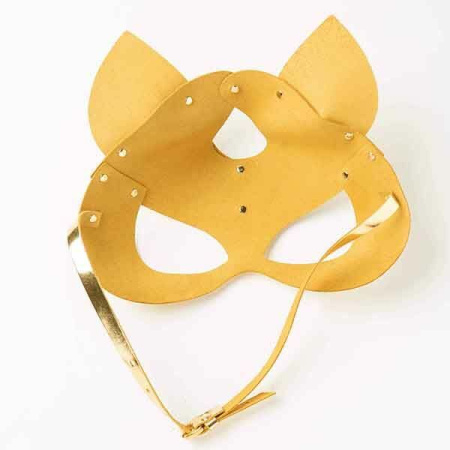 Маска-Кошка Leather, Gold || 