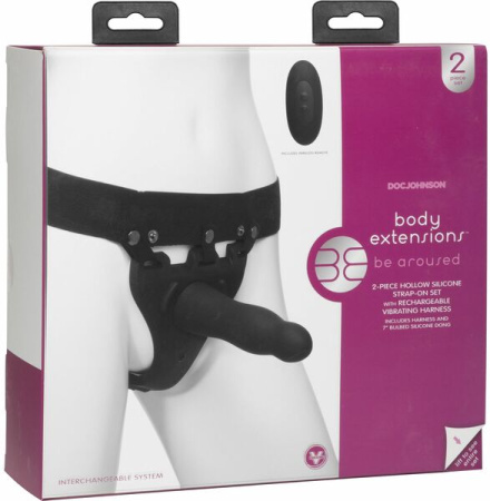 Страпон унисекс Doc Johnson Body Extensions - BE Aroused, полая насадка || 