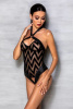 Сетчатый боди с халтером и ритмичным рисунком Hima Body black S/M - Passion || 