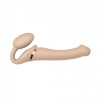 Безремневой страпон с вибрацией Strap-On-Me Vibrating Flesh M, диаметр 3,3см, пульт ДУ, регулируемый || 