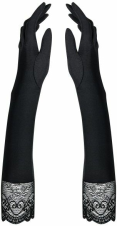 Перчатки черные до локтя Obsessive MIAMOR Gloves || 