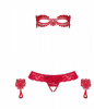 Набор маска+наручники+стринги Obsessive Hetea 3 pcs set red S/M || 