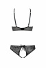 Комплект Passion URSULA SET black XXL/XXXL: бра, трусики с ажурным декором и открытым шагом || 