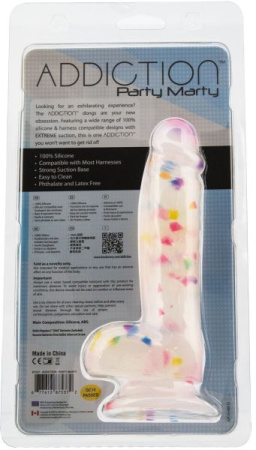 Фаллоимитатор с конфетти ADDICTION - PARTY MARTY - 7.5" - FROST & CONFETTI, 19 см, силикон || 
