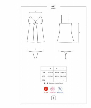 Бебидолл Obsessive 877-BAB-1 babydoll & thong L/XL || 