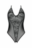 Боди Passion Ursula Body black S/M, с ажурным декором и открытым шагом || 
