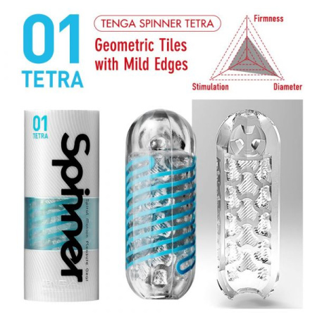 Мастурбатор Tenga Spinner 01 Tetra с упругой стимулирующей спиралью внутри, нежная спираль || 