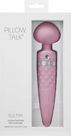 Вибромассажер 2-в-1 PILLOW TALK - Sultry Pink, классический массажер и вибратор с ротацией, подогрев || 