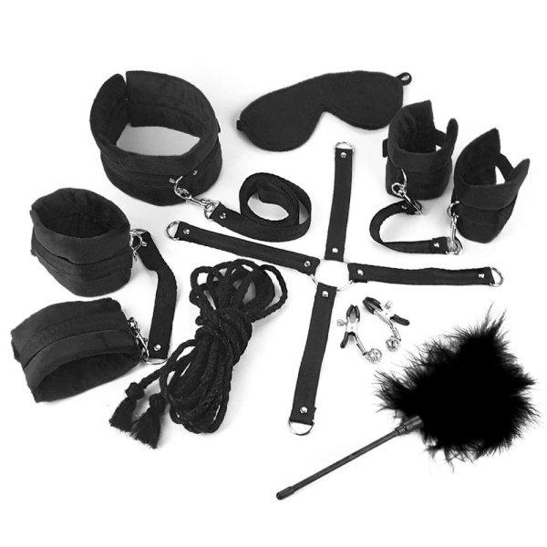 БДСМ-набор Art of Sex – Soft Touch BDSM Set, черный, 9 предметов