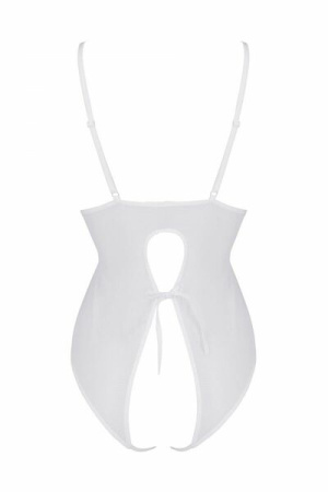 Боди Passion Ursula Body white XXL/XXXL, с ажурным декором и открытым шагом || 