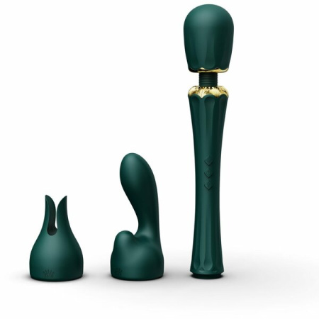 Вибратор микрофон с насадками Zalo Kyro Wand Turquoise Green || 