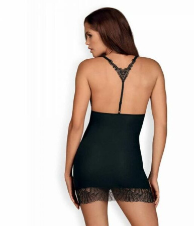 Cорочка Obsessive Chiccanta chemise & thong black S/M || 